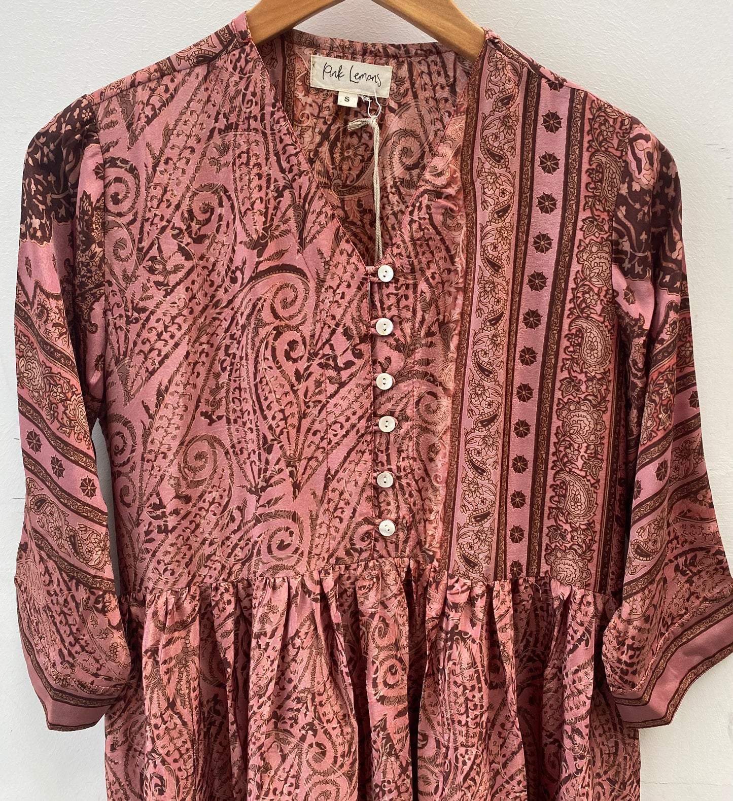 Prairie V-neck Silk Dress S - 065