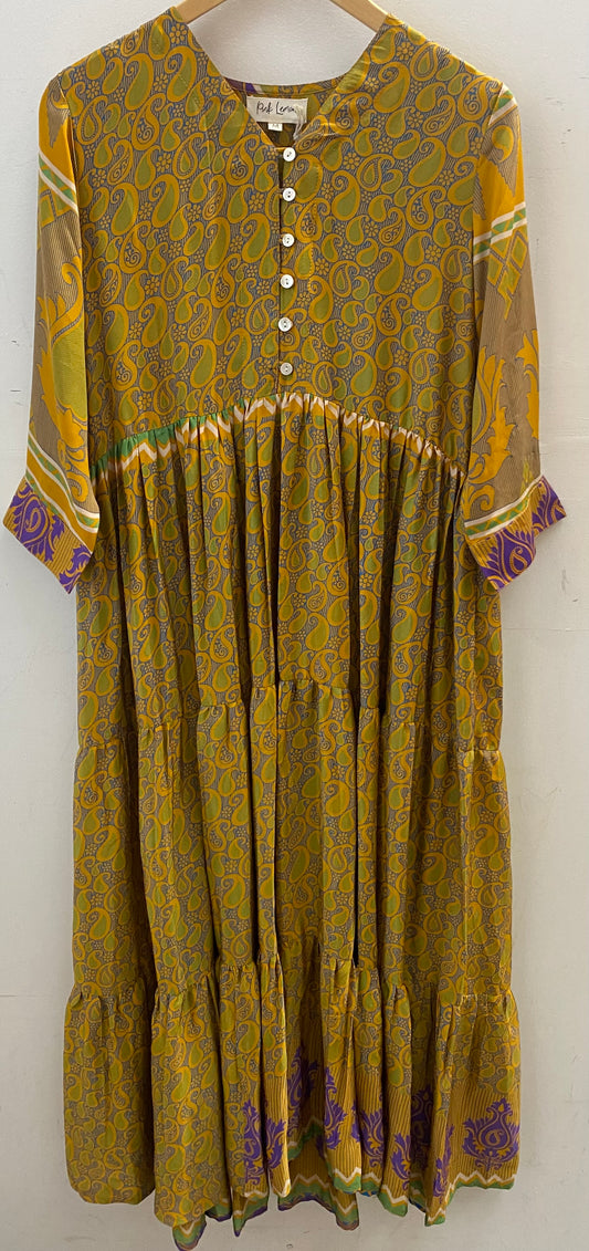 Prairie V-neck Silk Dress M - 045