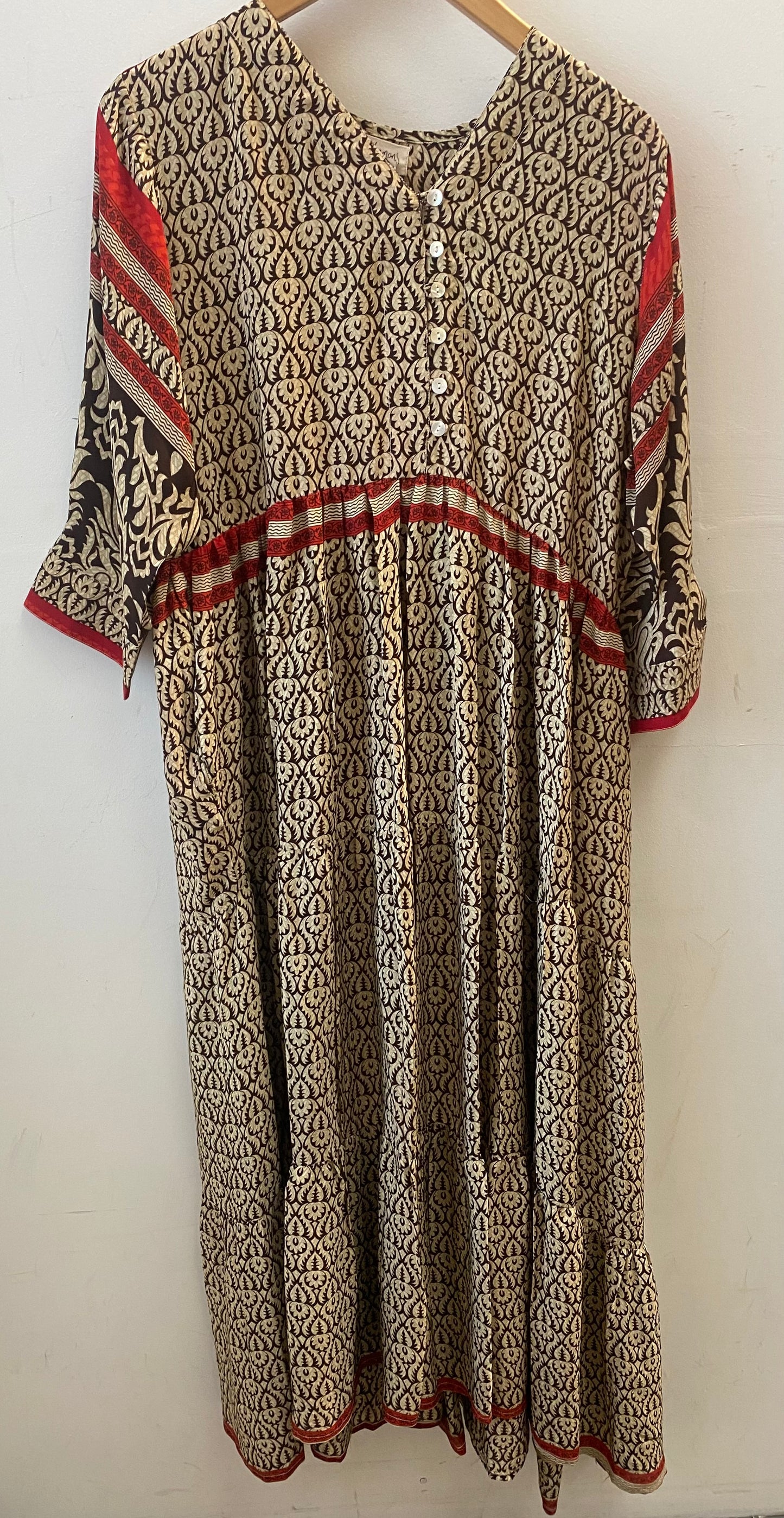 Prairie V-neck Silk Dress L - 056