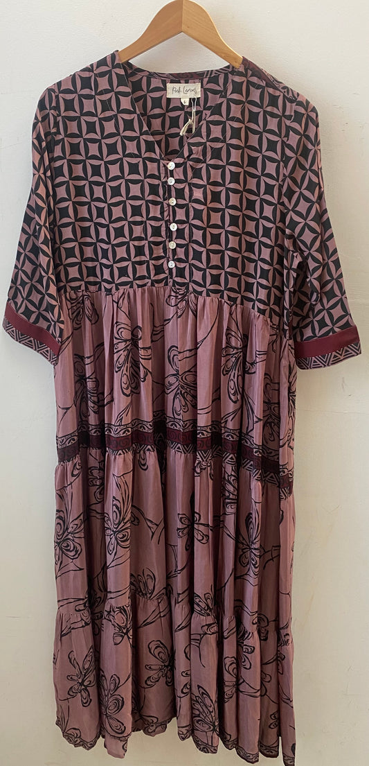 Prairie V-neck Silk Dress L - 055