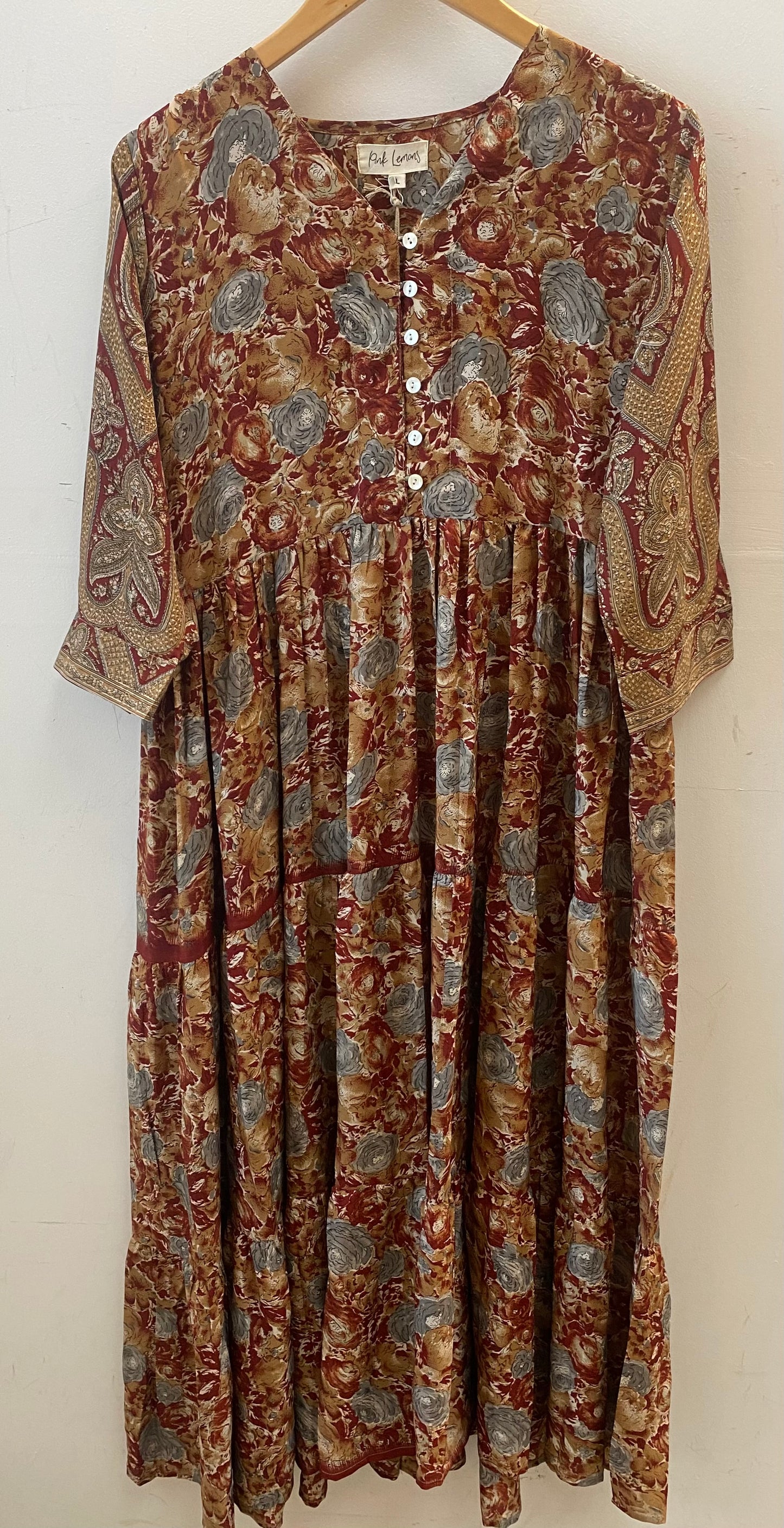 Prairie V-neck Silk Dress L - 053