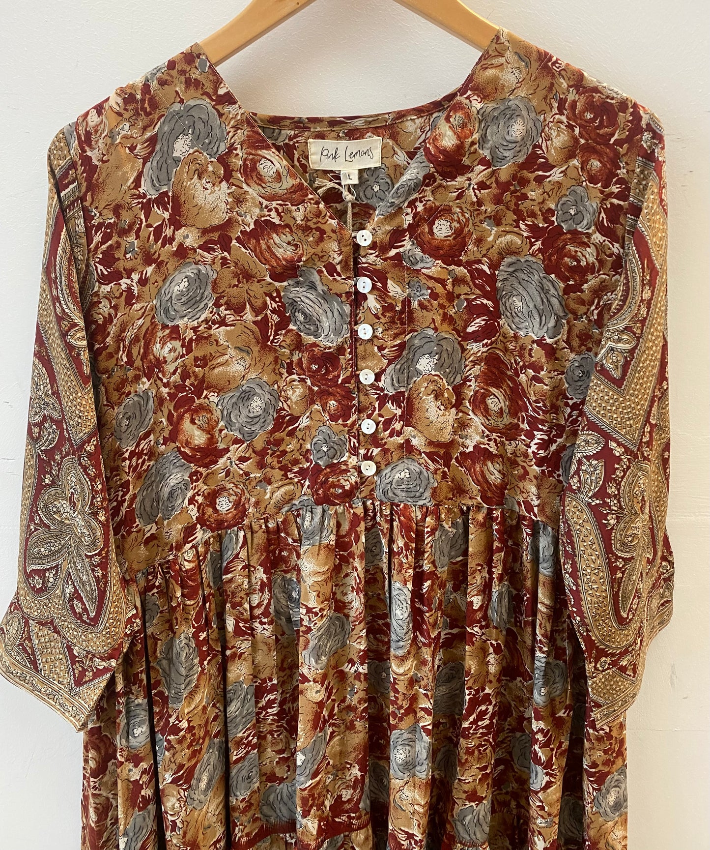 Prairie V-neck Silk Dress L - 053