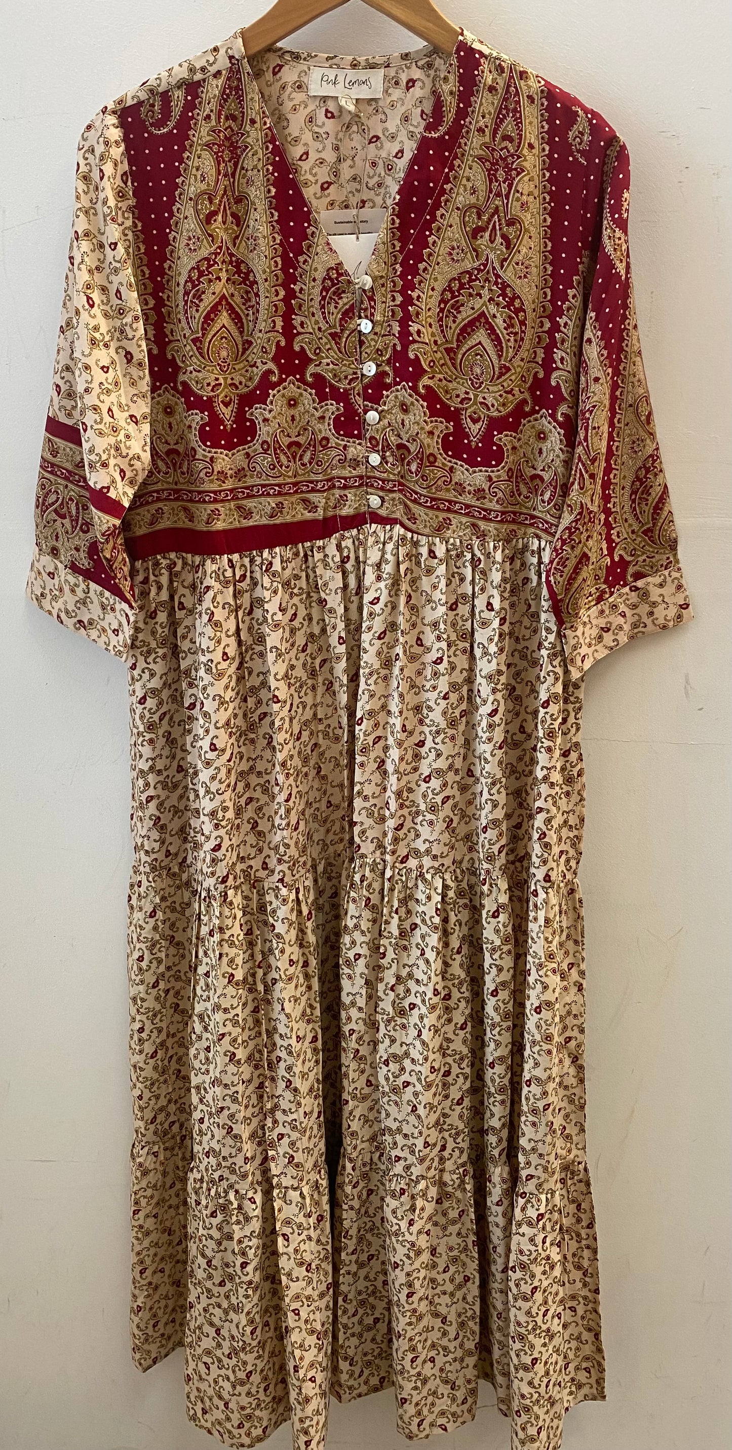 Prairie V-neck Silk Dress L - 052