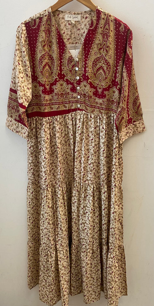 Prairie V-neck Silk Dress L - 052