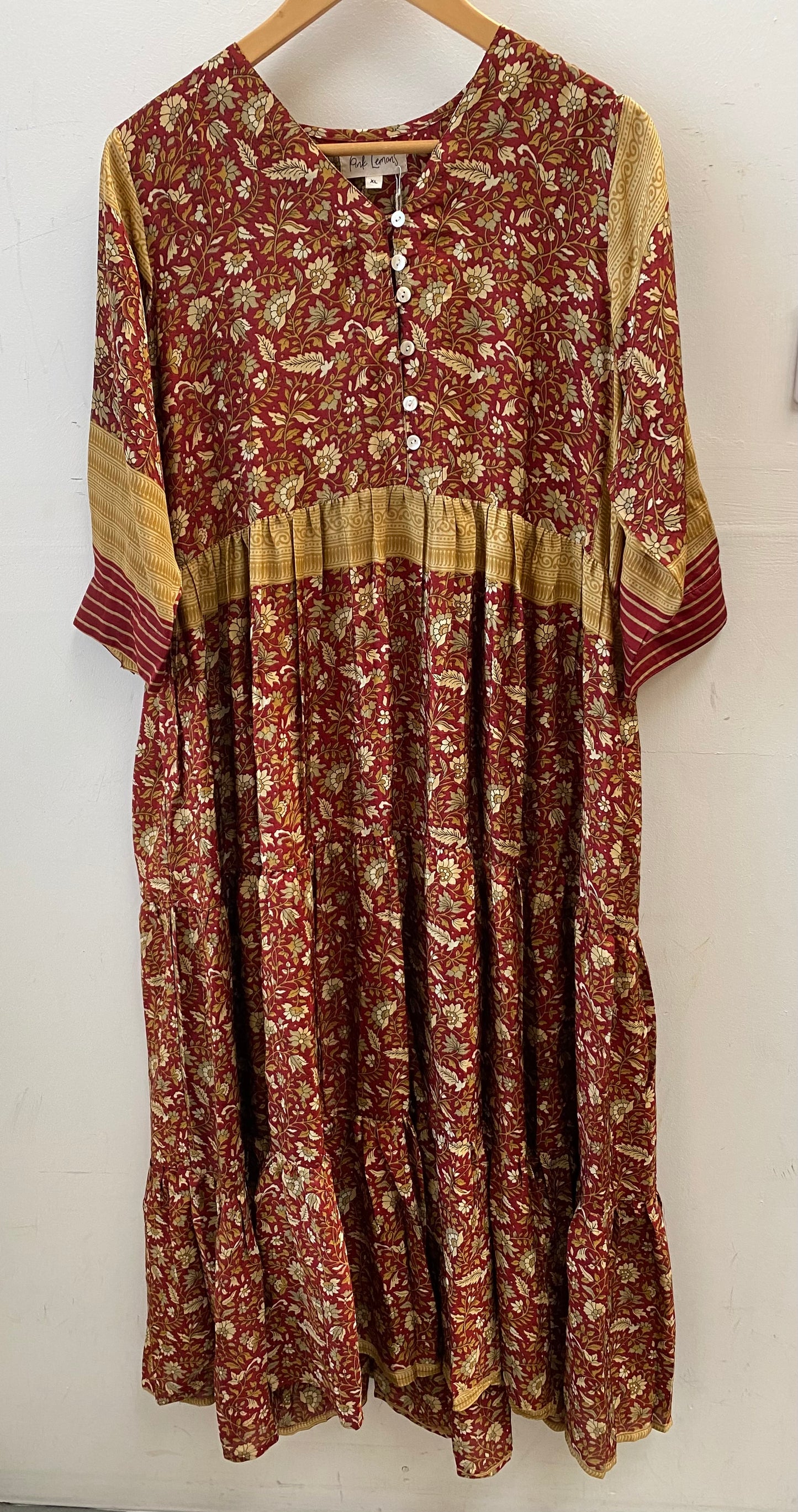 Prairie V-neck Silk Dress XL - 060