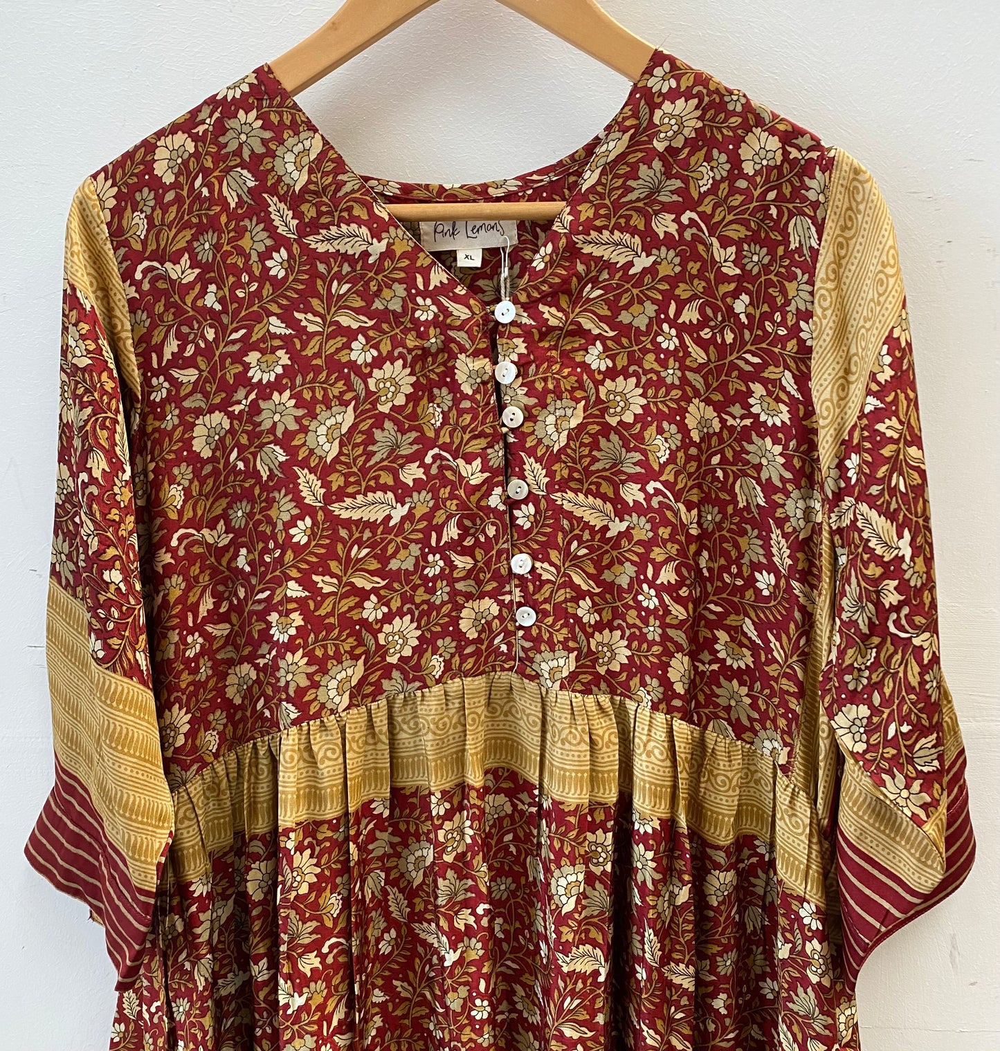 Prairie V-neck Silk Dress XL - 060