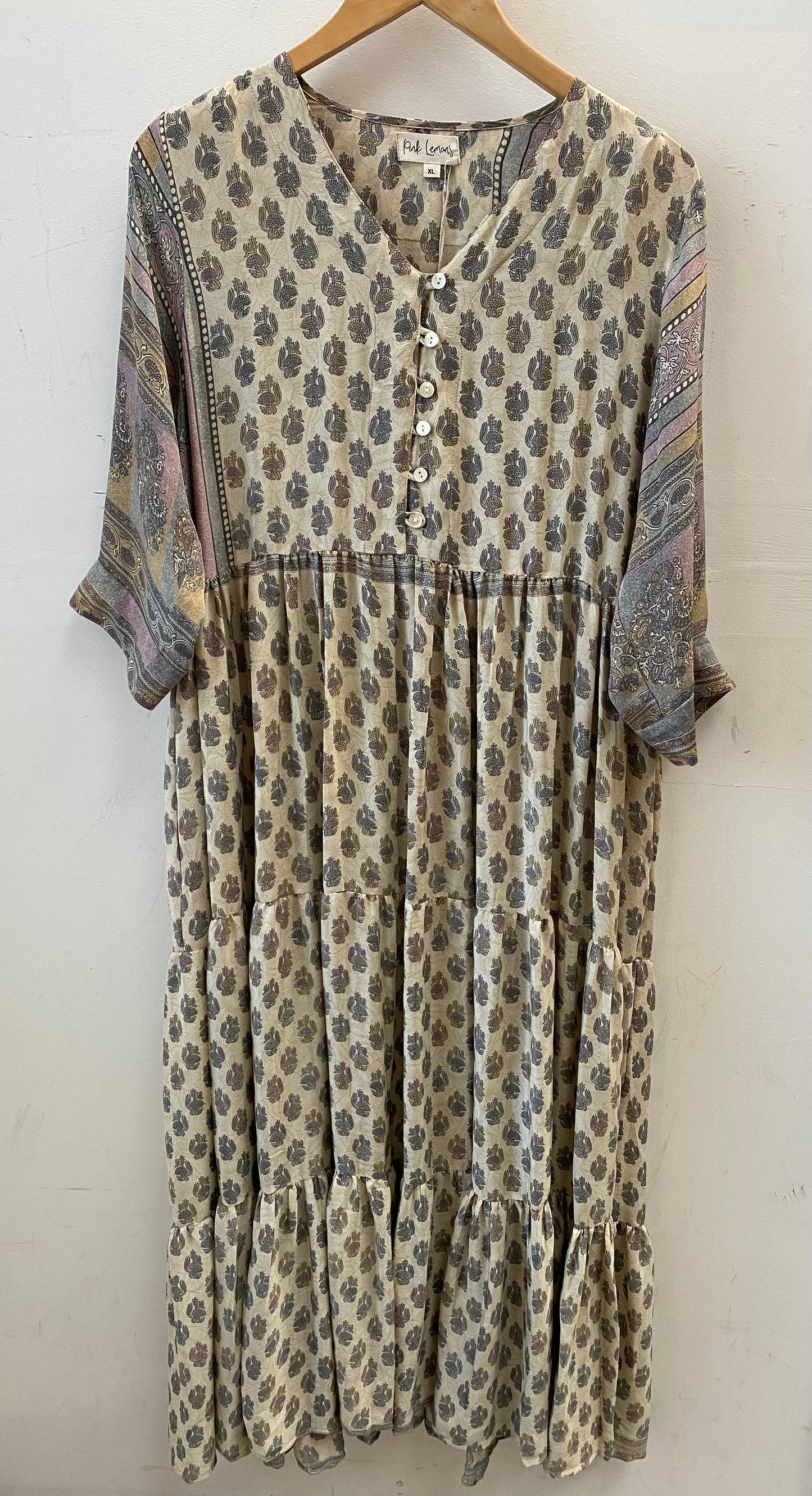 Prairie V-neck Silk Dress XL - 061