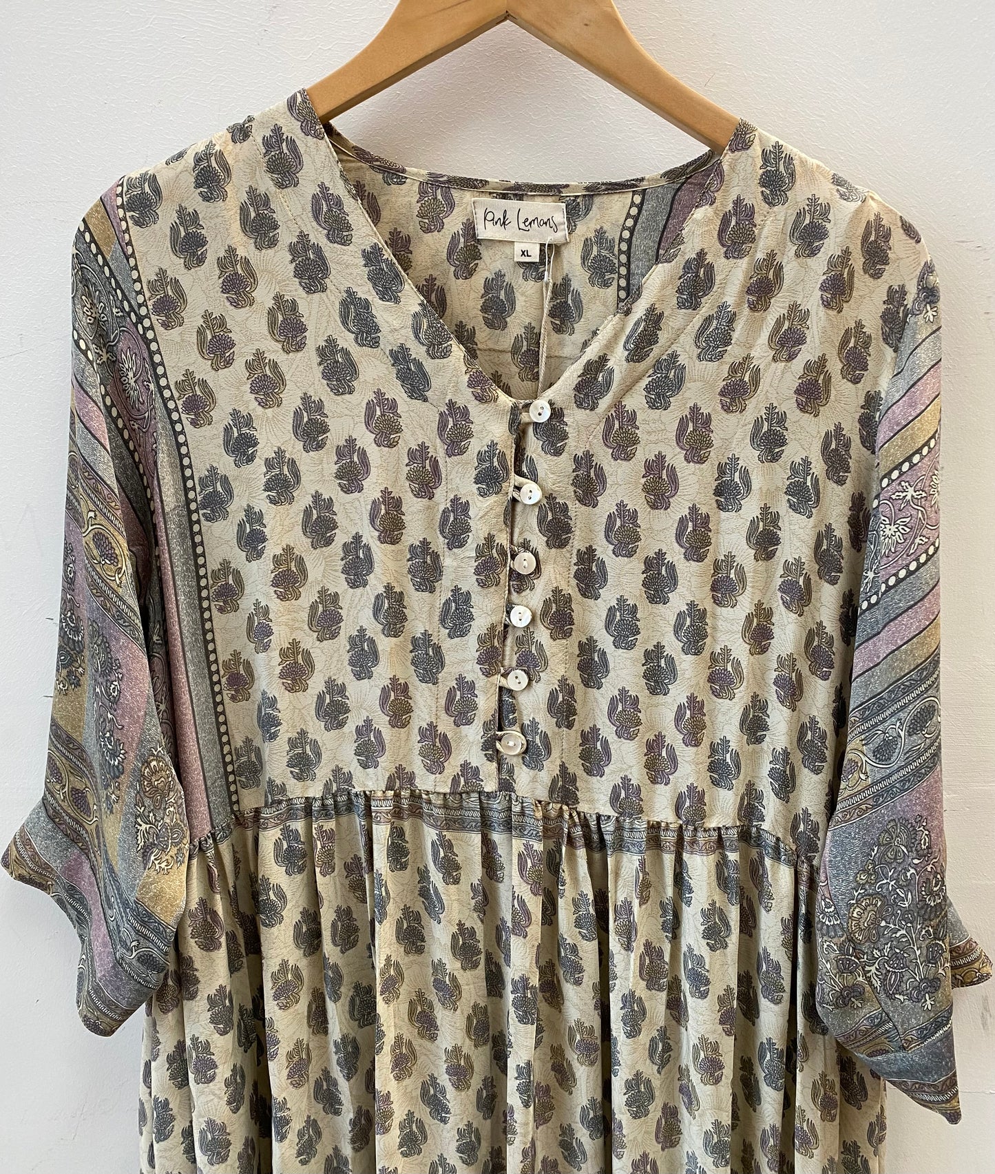 Prairie V-neck Silk Dress XL - 061