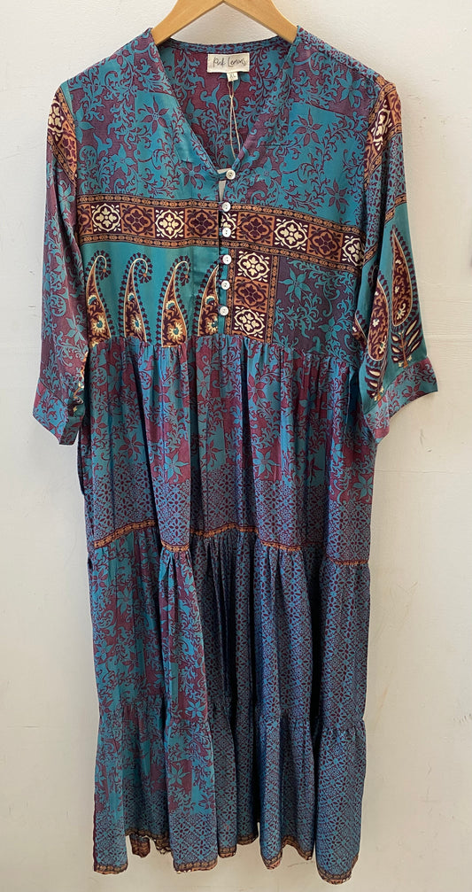 Prairie V-neck Silk Dress XL - 062
