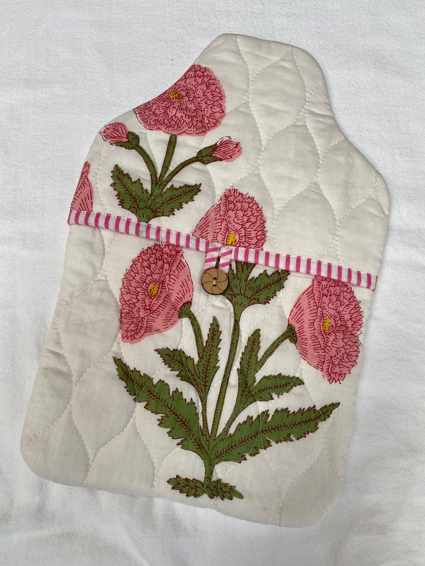 Hot Water Bottle Cover - Pink Poppy