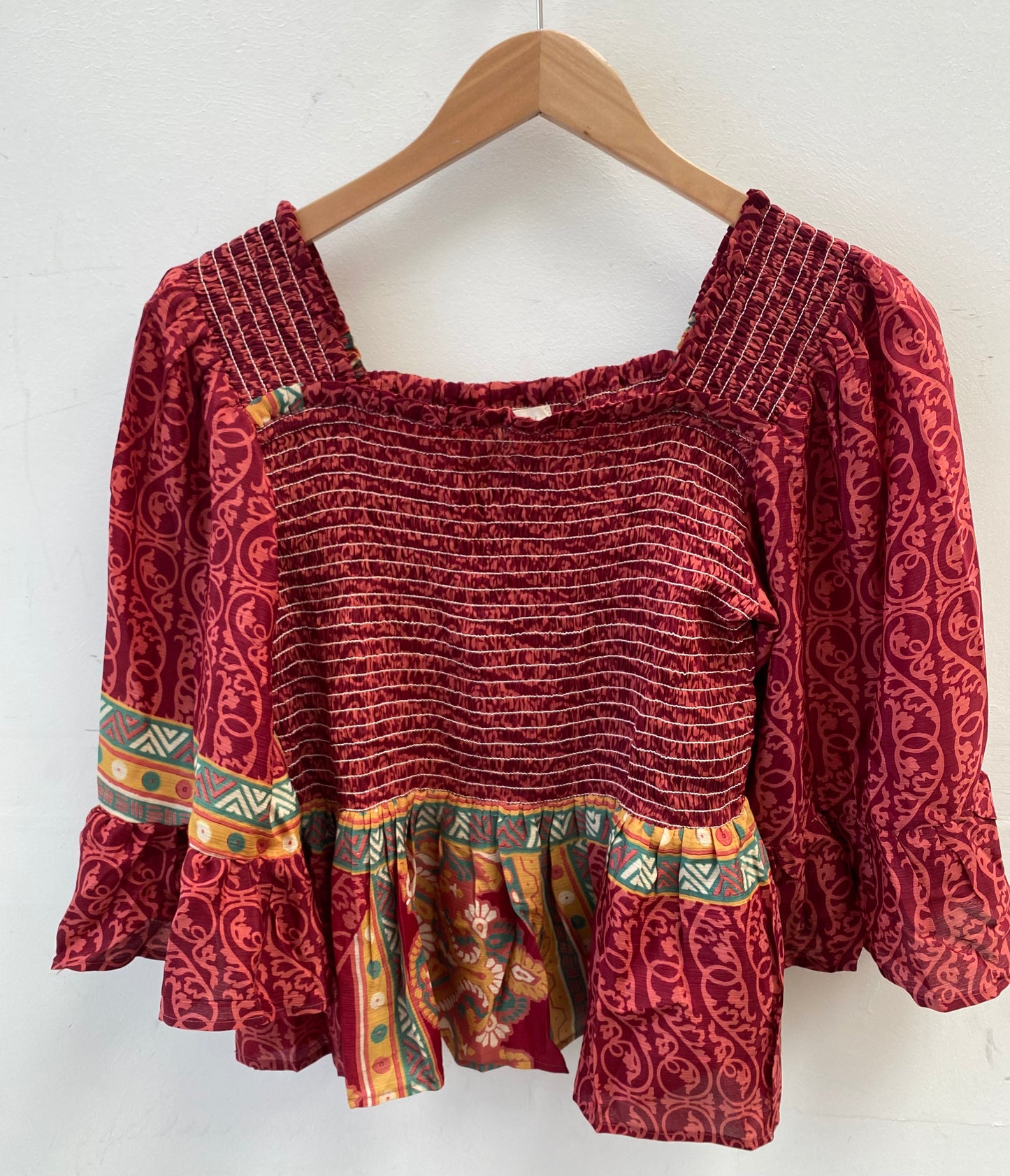 Joelyn Silk Smock Blouse -  L -  026