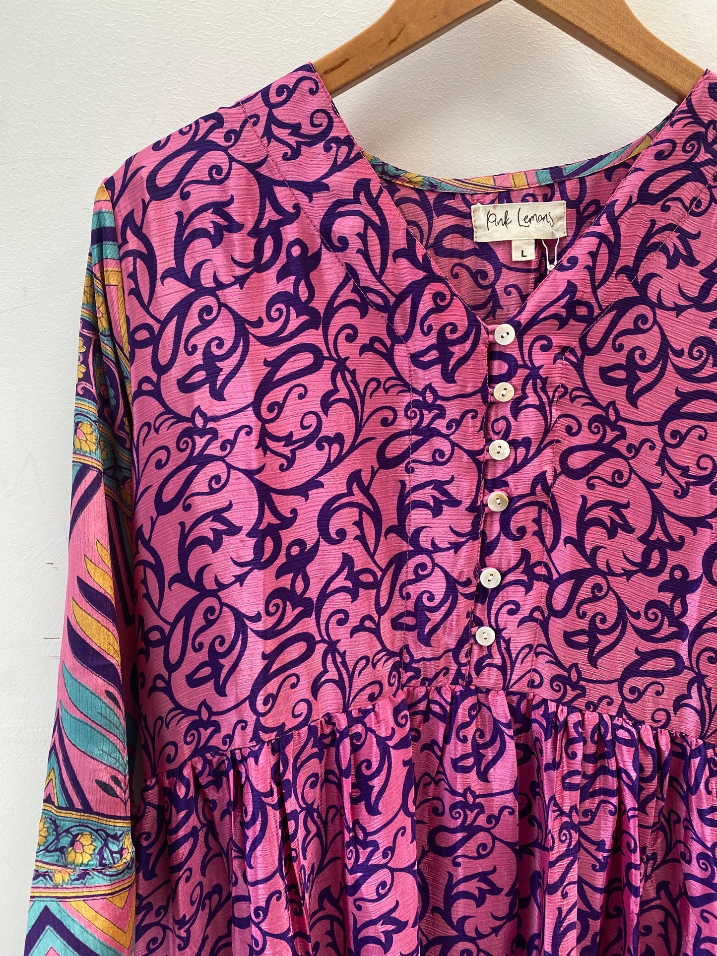 Prairie V-neck Silk Dress L - 050