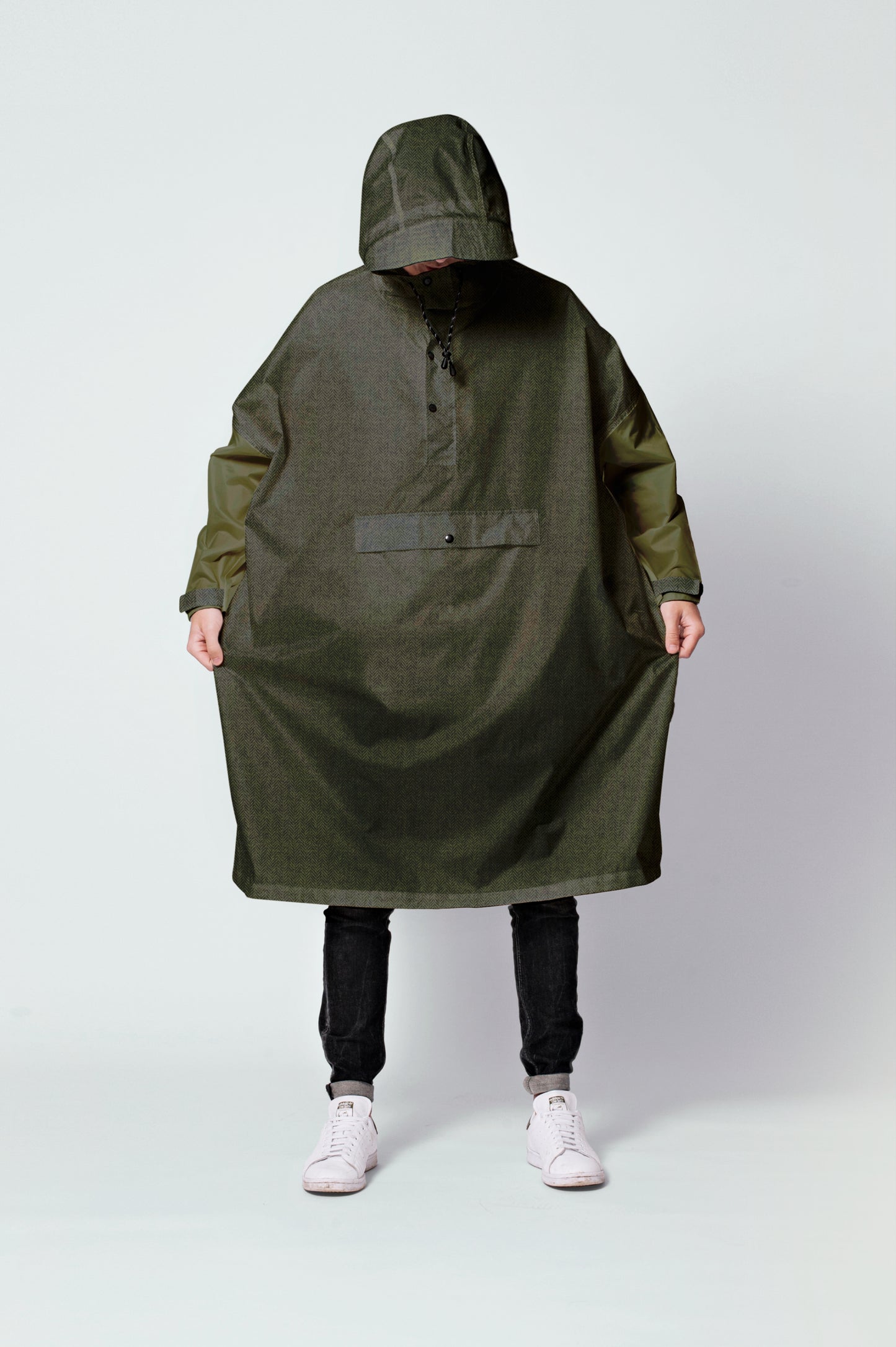 Herringbone - Rain Poncho Green