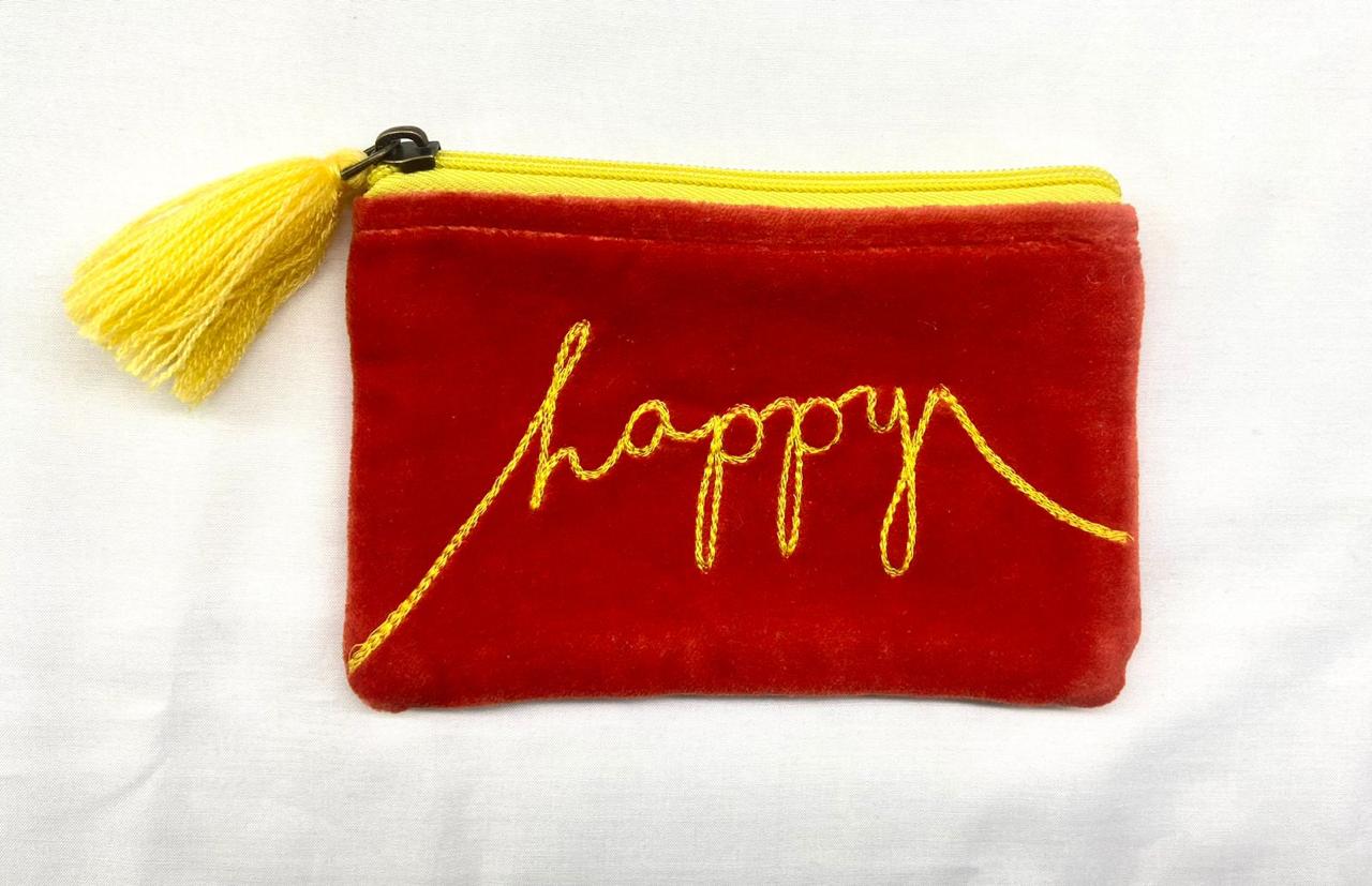 Velvet Happy Pouch in Orange & Yellow (AVAILABLE TO PREORDER)