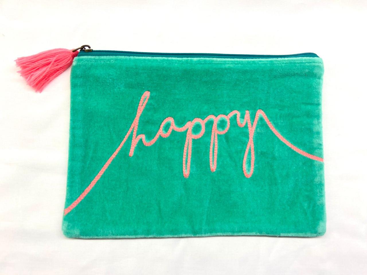 Velvet Happy Pouch in Mint & Pink (AVAILABLE TO PREORDER)