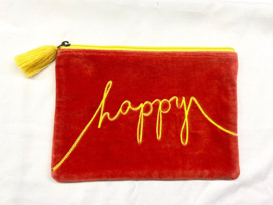 Velvet Happy Pouch in Orange & Yellow (AVAILABLE TO PREORDER)