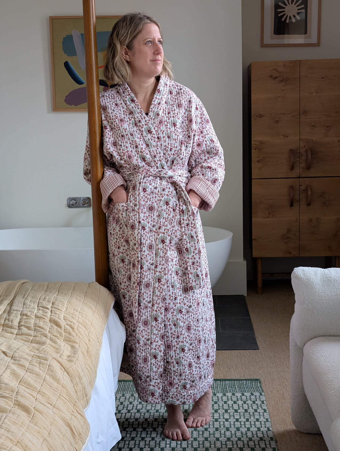 Quilted Dressing Gown - Earth