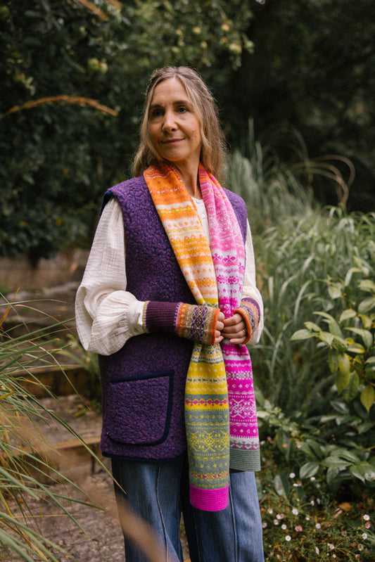 Alloa Fairisle Scarf in Tulip