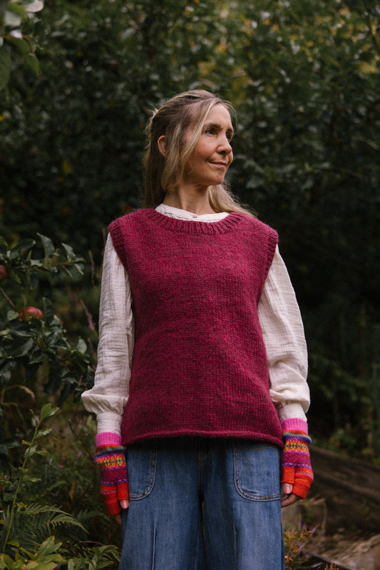 Heather Knitted Vest - Mulberry