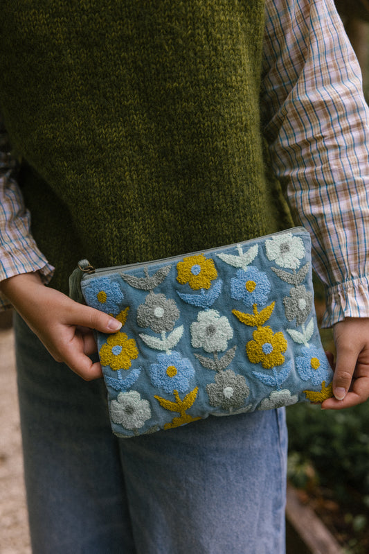 Rambling Flower Pouch - Blue & Cowslip
