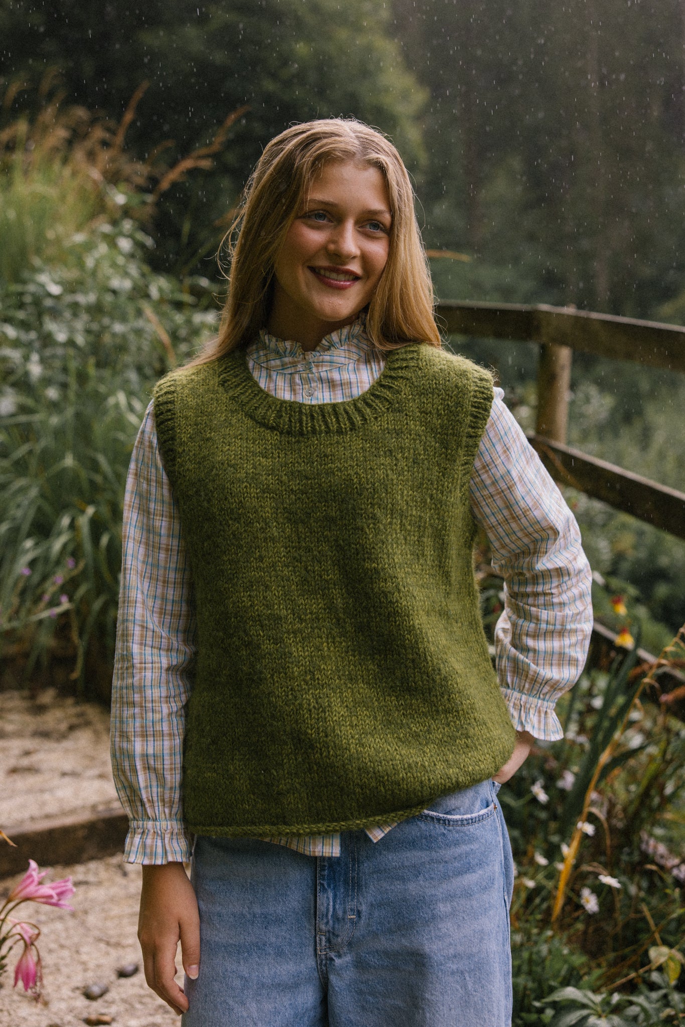 Heather Knitted Vest - Chartreuse
