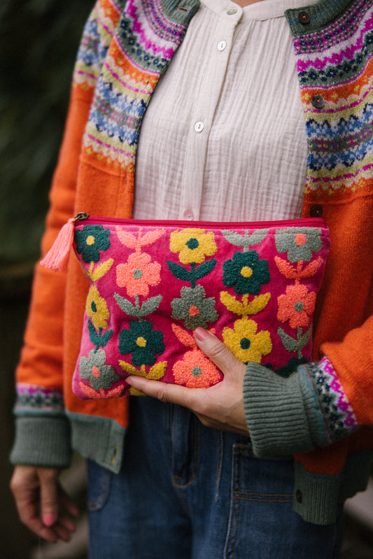 Rambling Flower Pouch -Pink