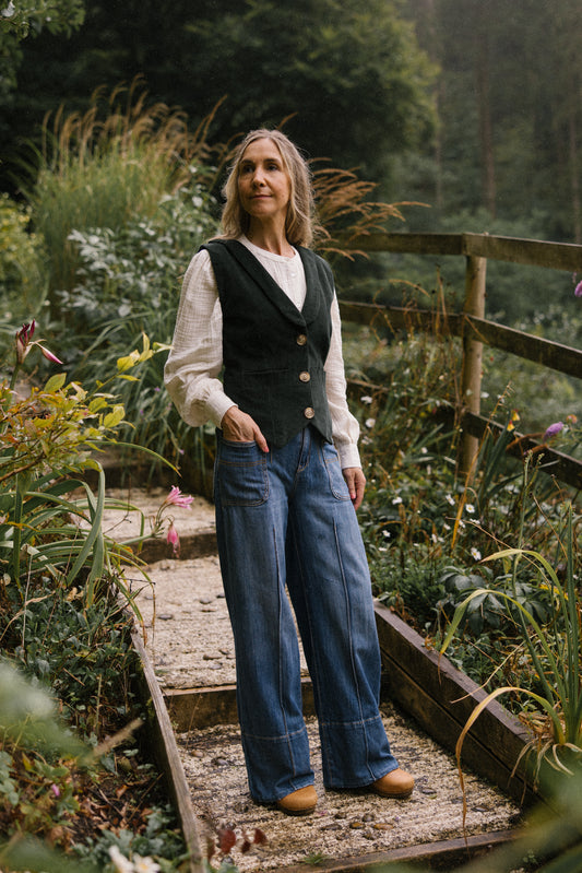 Jackie Corduroy Waistcoat in Bottle Green