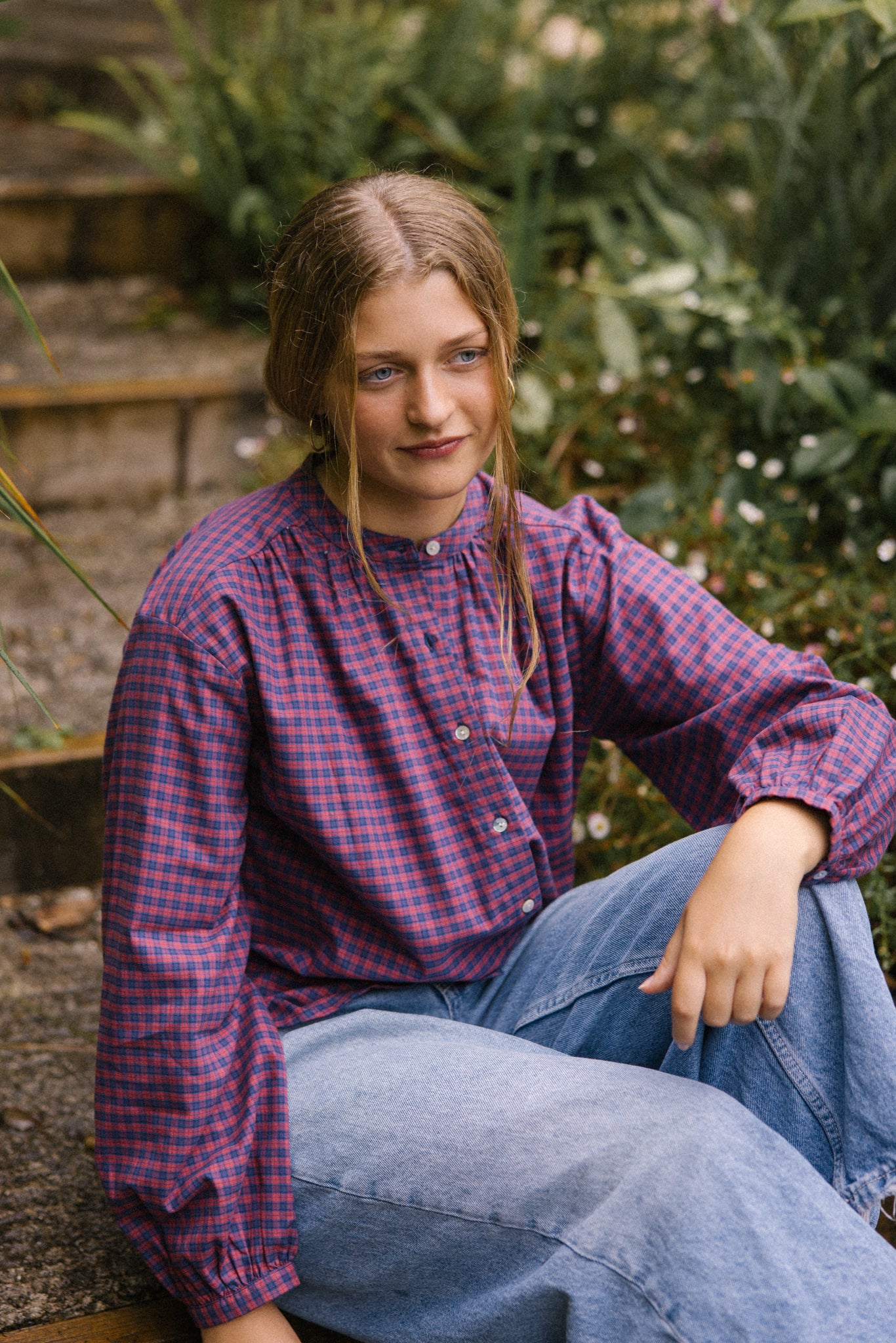 Kitty Shirt - Navy Check