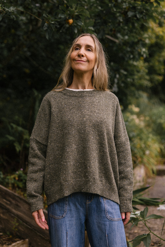 Layla Boxy Fit Jumper - Moss