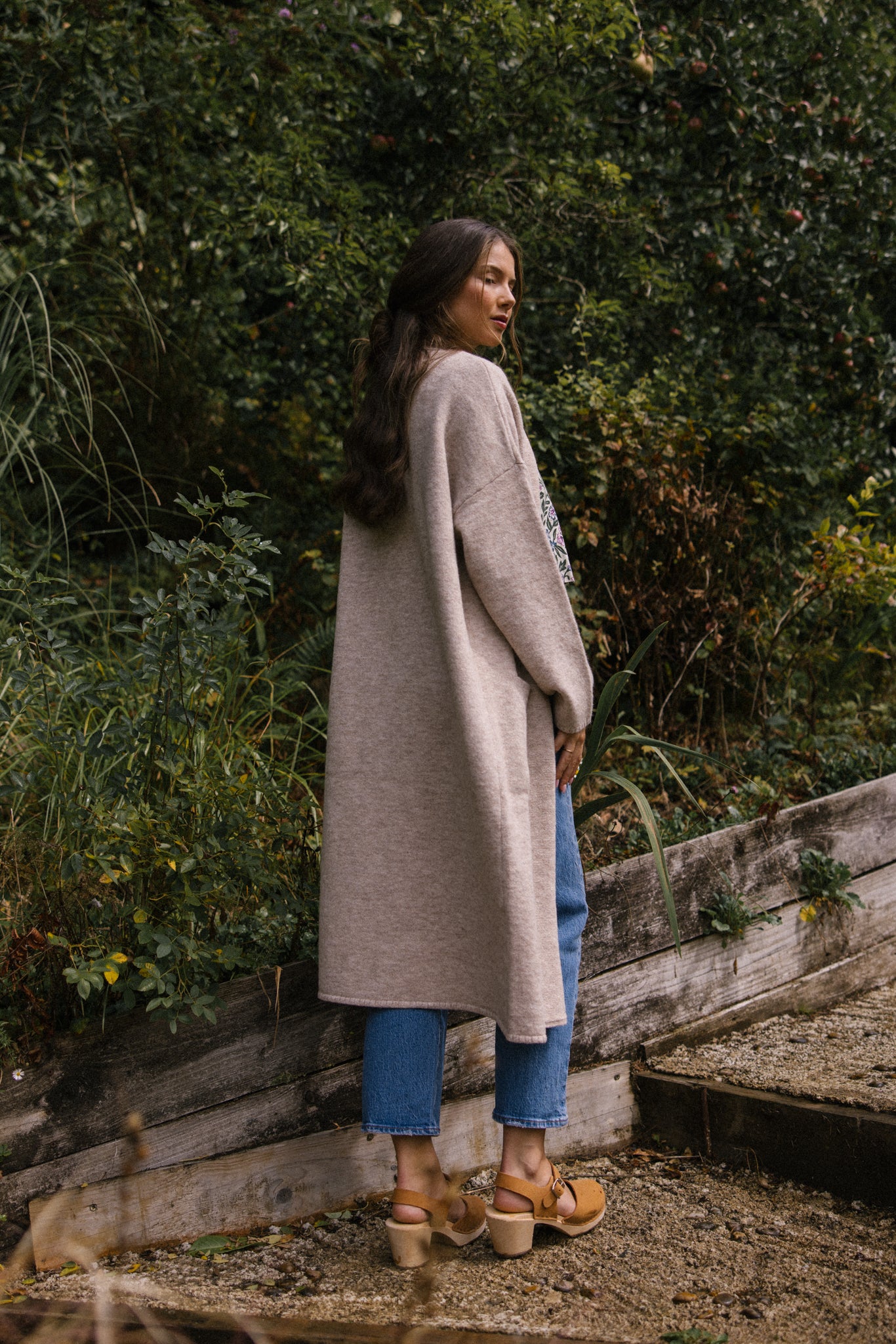 Soft Tweed Roll Collar Coatigan - Oatmeal