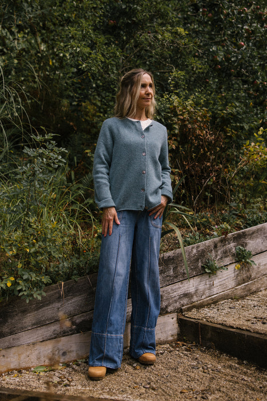 Corry Round Neck Cardigan in Caspian