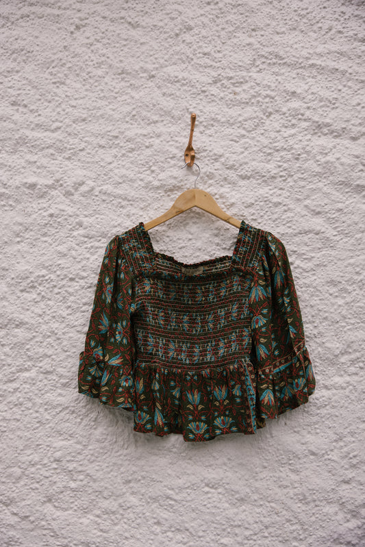 Joelyn Silk Smock Blouse -  L -  117
