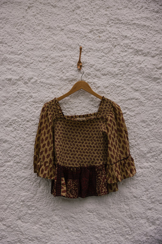 Joelyn Silk Smock Blouse -  L -  128