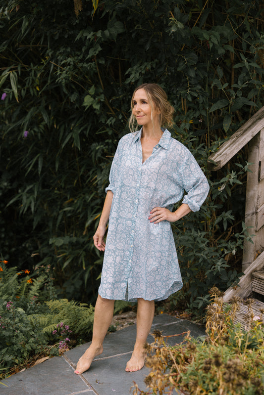Chloe Shirt Dress - Duck Egg