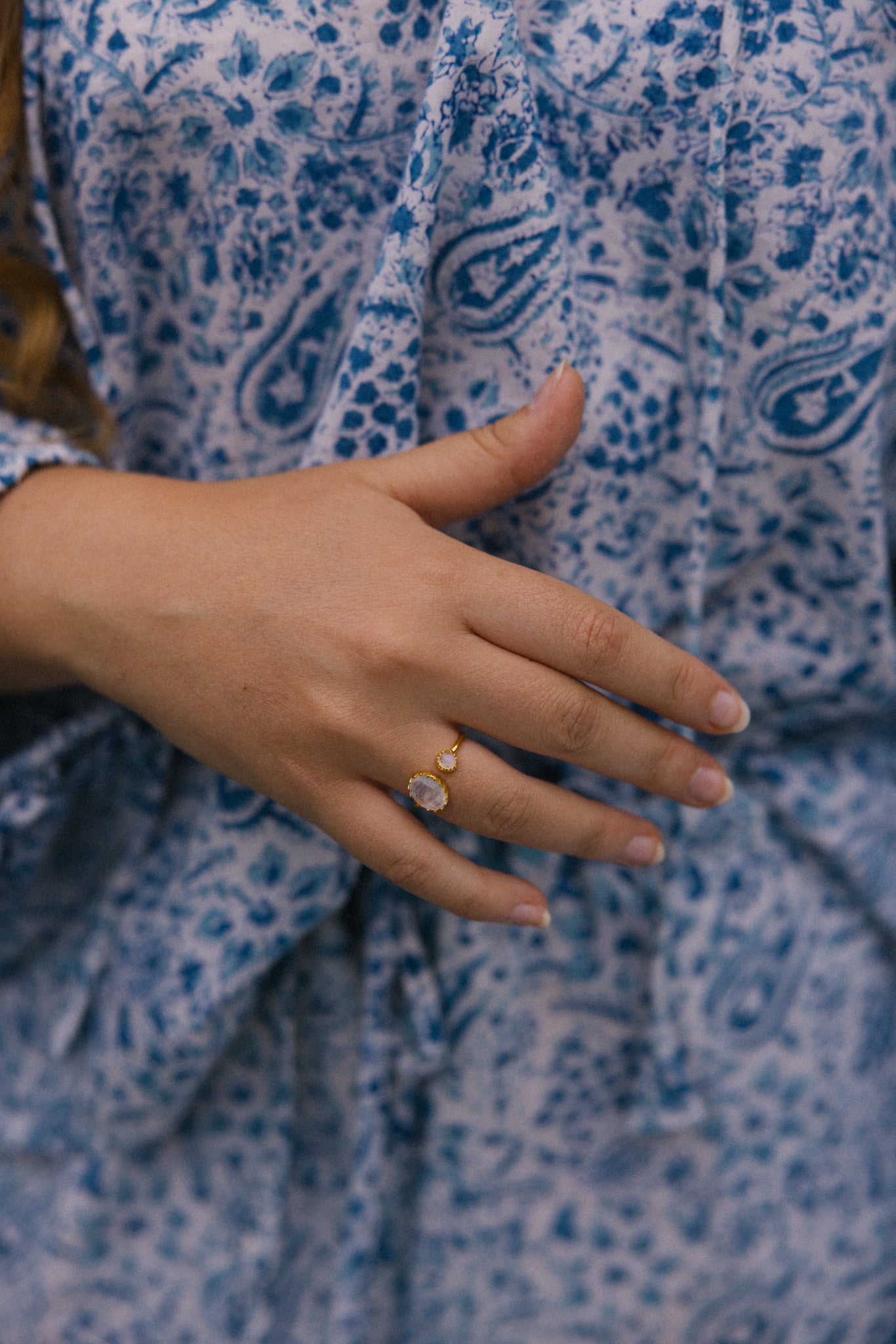 Long Sleeve Cotton Blouse - Blue Paisley
