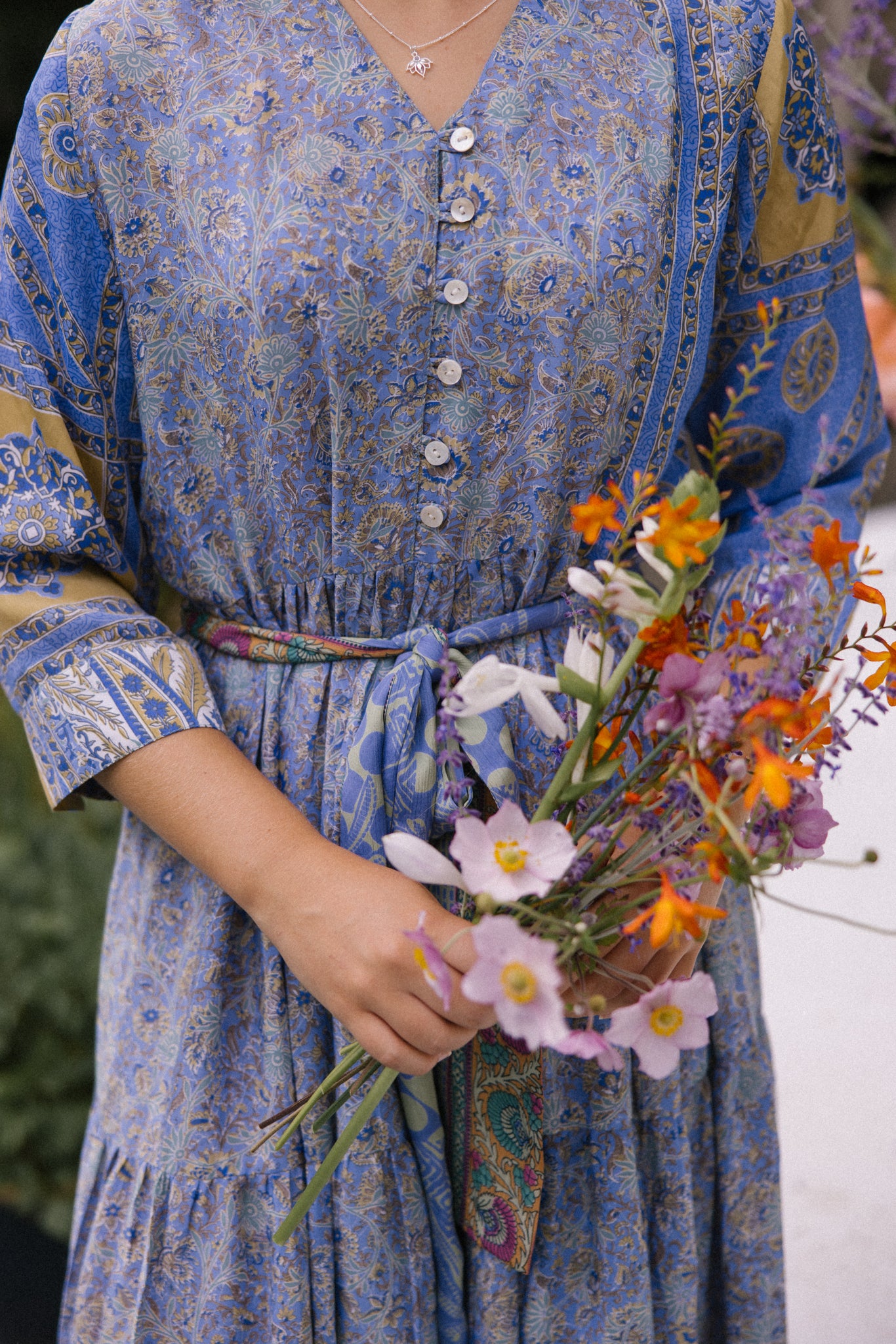 Prairie V-neck Silk Dress S - 003