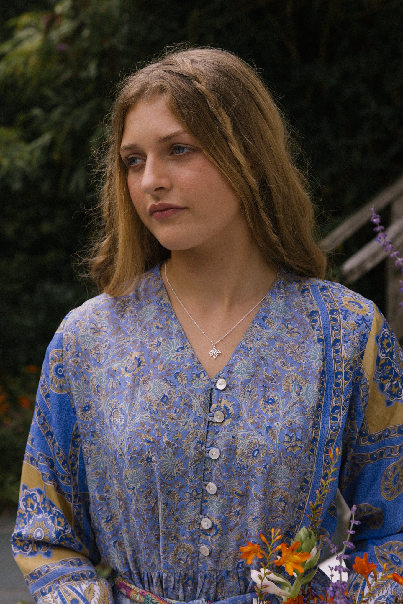 Prairie V-neck Silk Dress S - 003