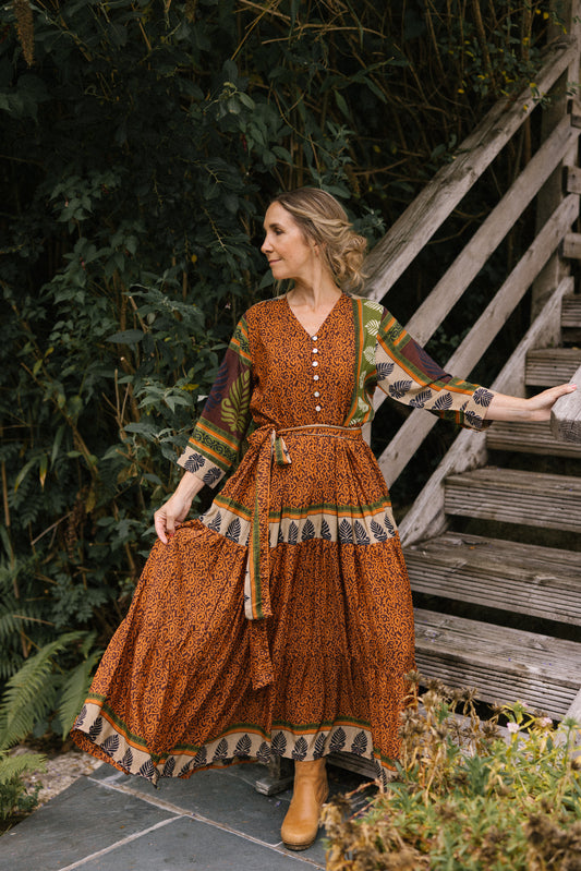 Prairie V-neck Silk Dress S - 002