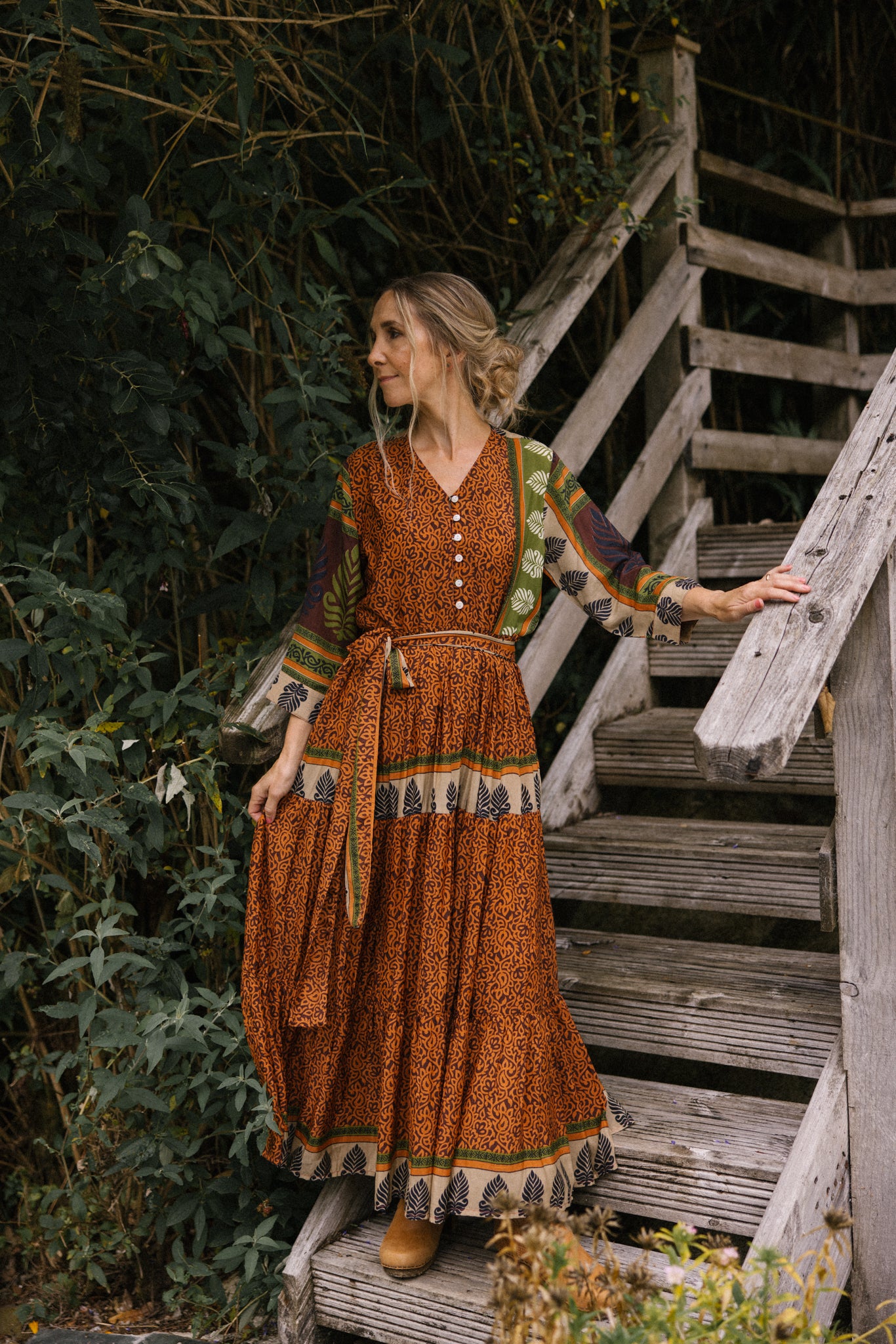 Prairie V-neck Silk Dress S - 002