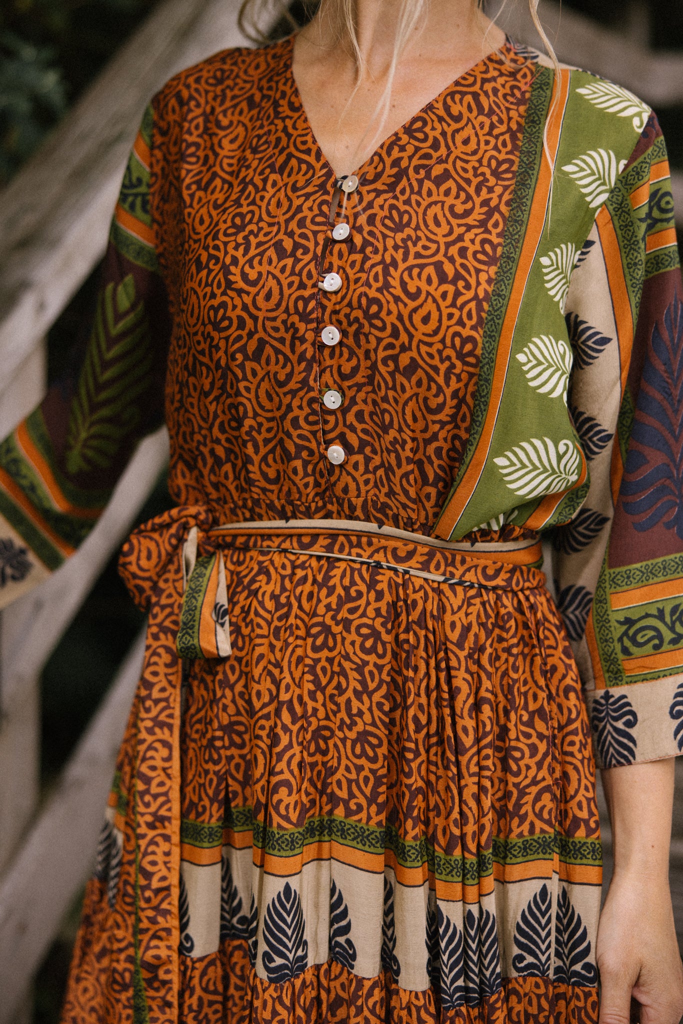 Prairie V-neck Silk Dress S - 002