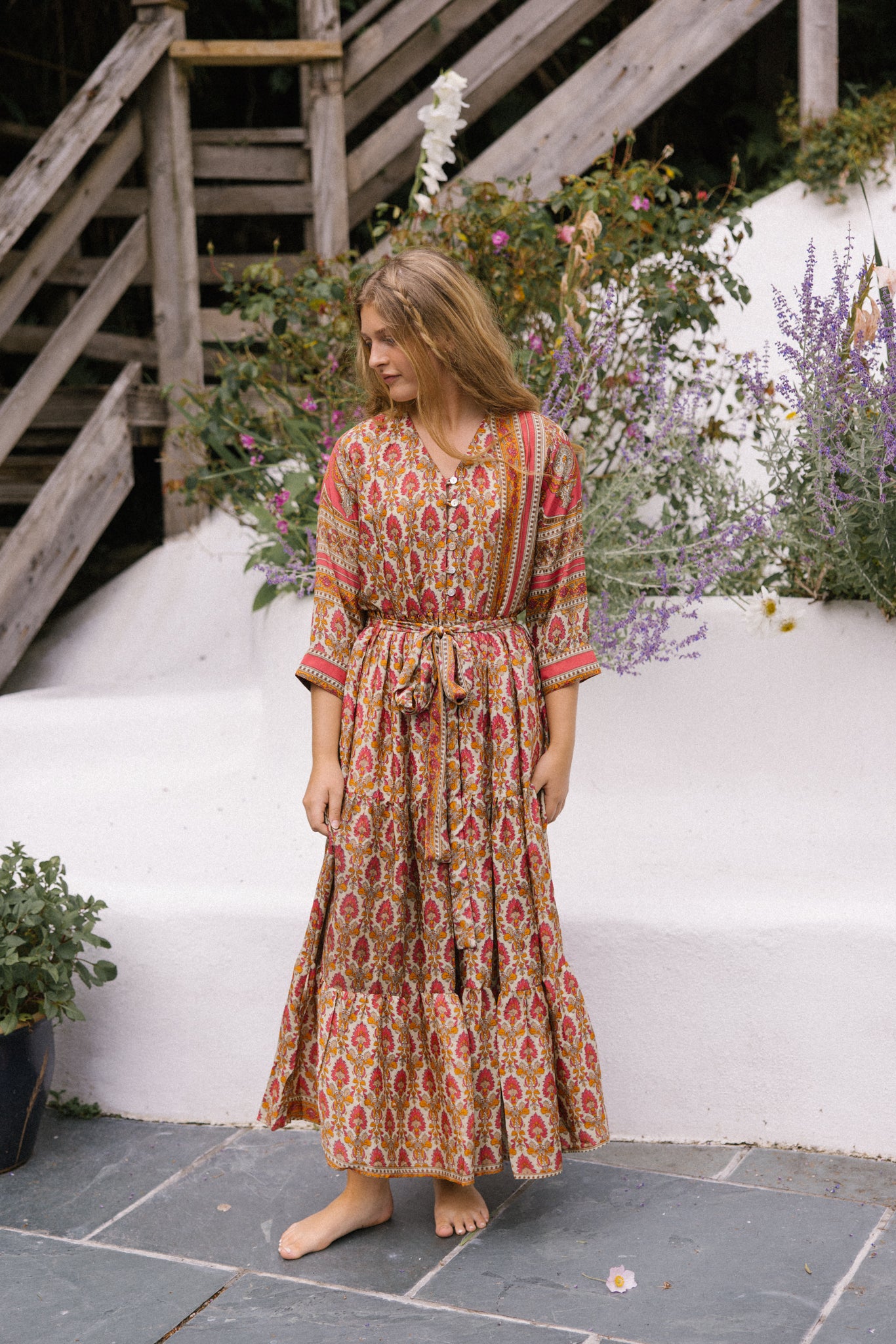 Prairie V-neck Silk Dress S - 004