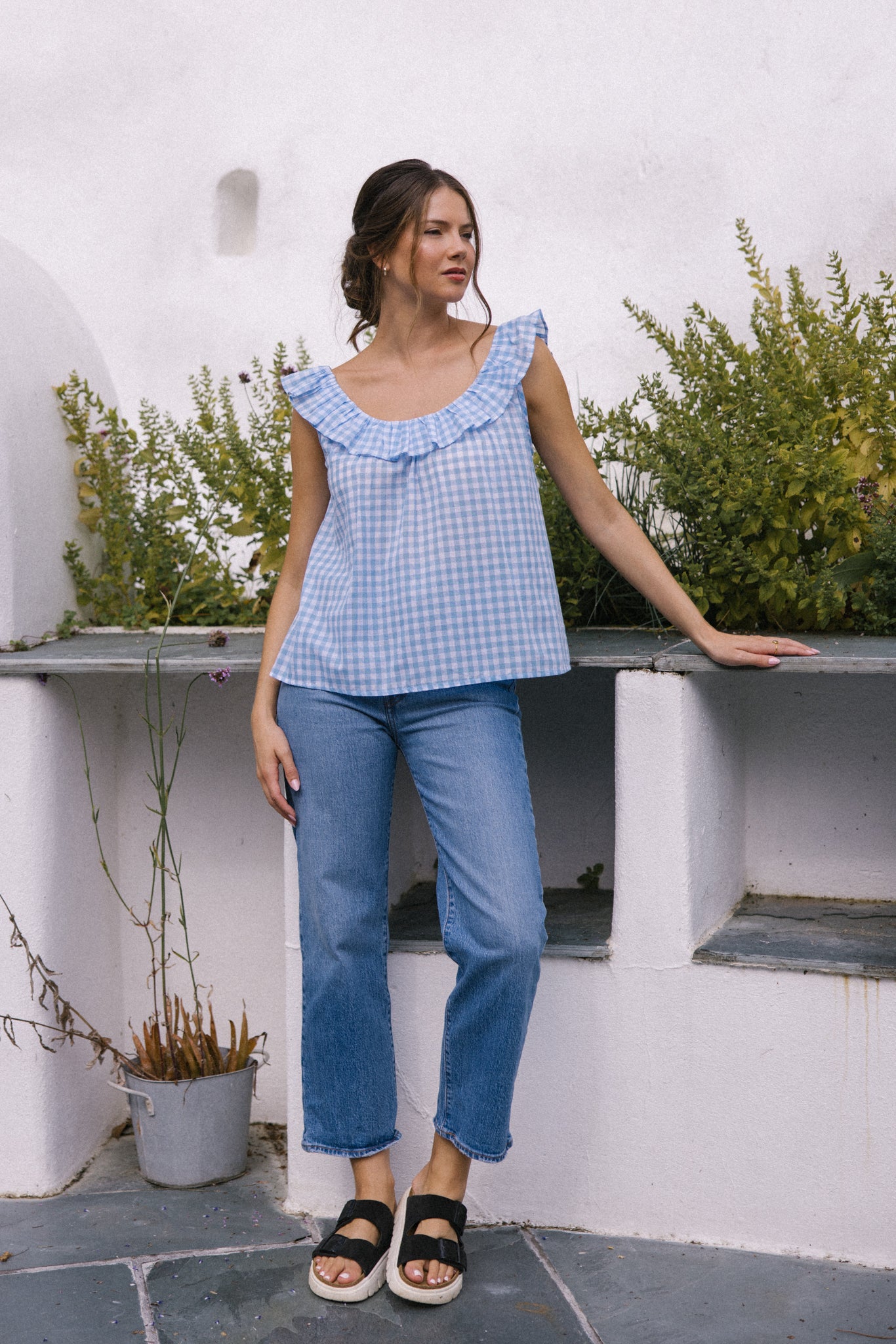 Clementine Camisole-Blue Gingham