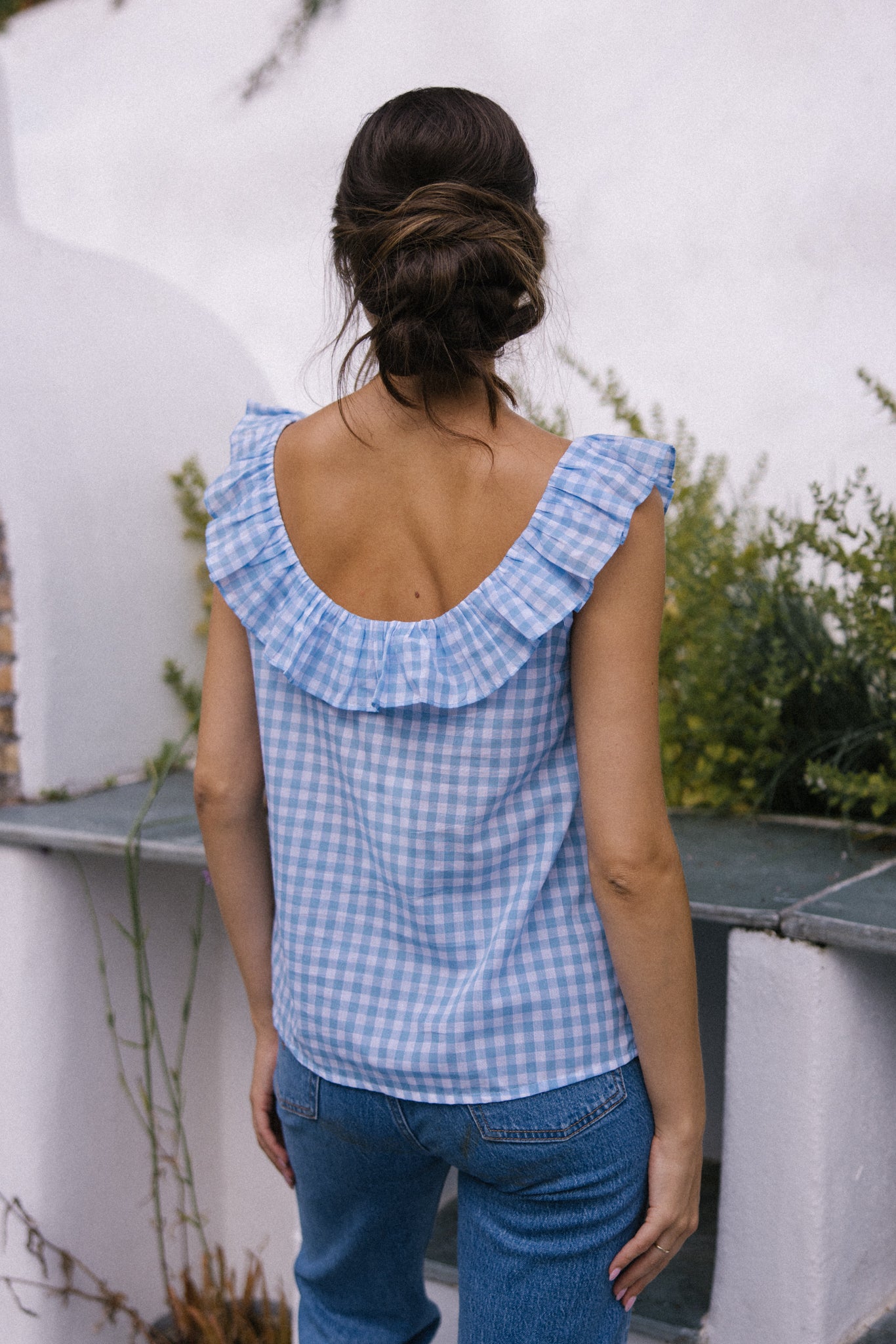 Clementine Camisole-Blue Gingham