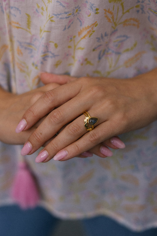 Gold Vermeil Twin Ring in Labradorite