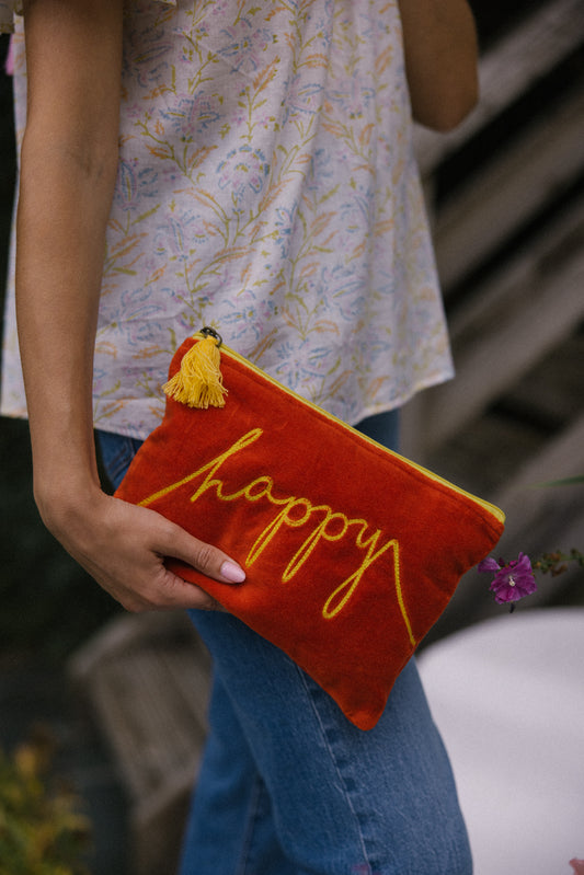 Velvet Happy Pouch - Tangerine & Lemon