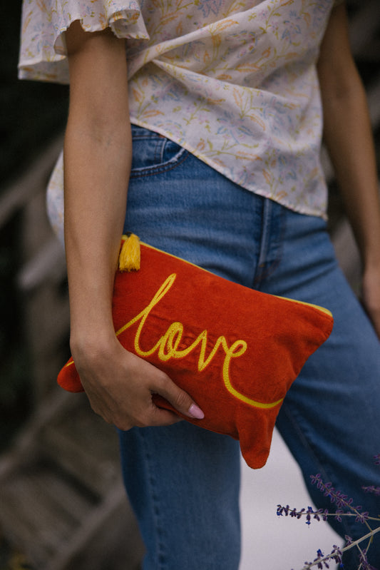 Velvet Love Pouch in Orange & Yellow
