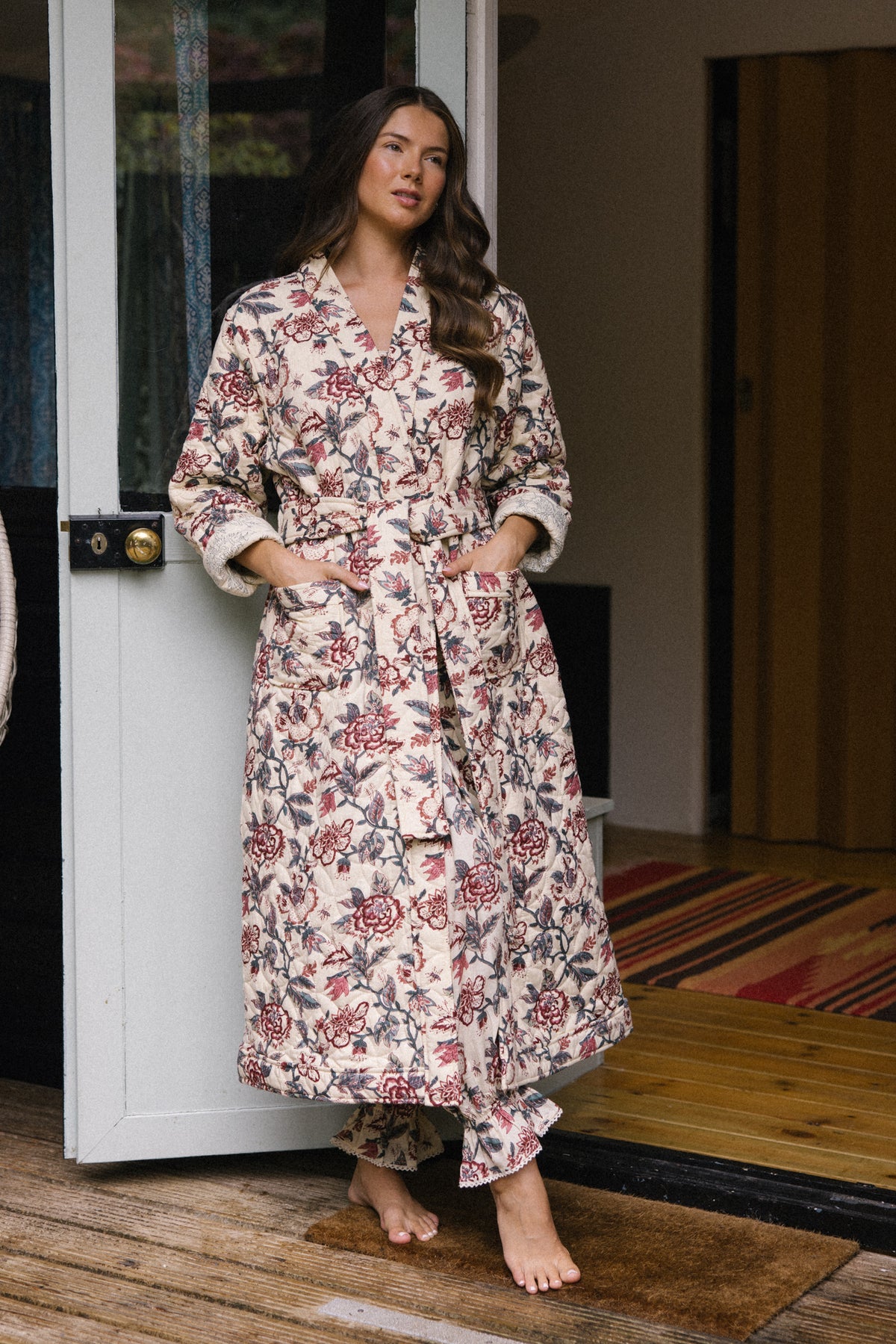 vintage cotton dressing gown Quilted Silk Satin Colors:Lemon Soprbet 869 ankle shoes charli d'amelio in white Vintage kimono round comfort Deep side