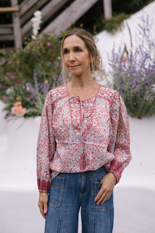 Lolita Embroidered Silk Blouse S - 02
