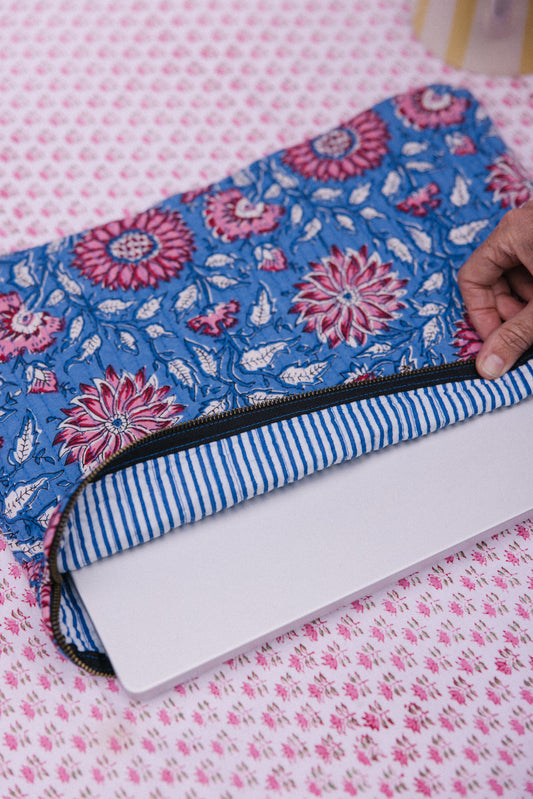 Laptop/iPad Case - Blue/Pink Floral