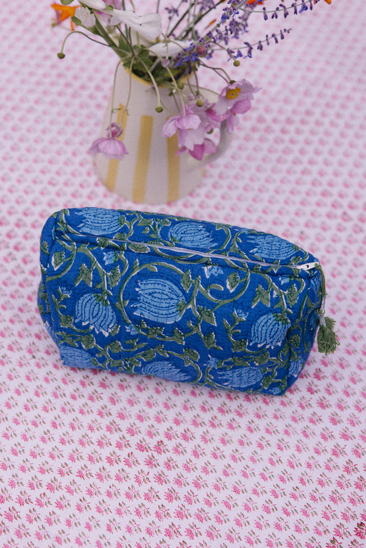 Washbag - Blue and green Floral